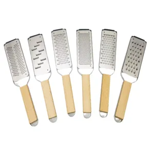 Stainless steel cheese grater set with wood handle for kitchen zest and chocolate grating 6pcs