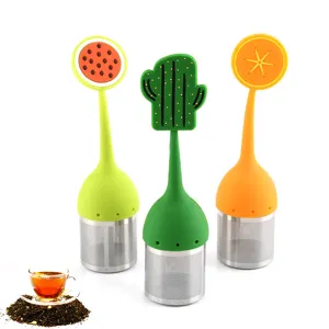 Passoire à Thé Créative en Silicone et Acier Inoxydable Forme Mignonne de Fruit Plante Infuseur de Thé en Vrac pour Cuisine