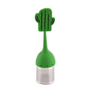 Infuseur à thé en acier inoxydable poignée silicone cactus vert vue principale produit