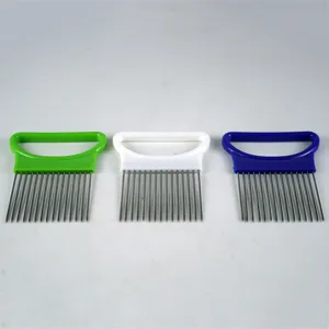 Détail d'aiguille de support d'oignon en acier inoxydable trancheuse de cuisine multicolore.