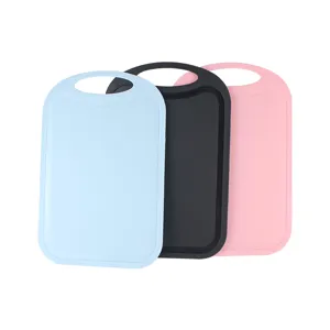 Plastic cutting board set with handle hole, multi-color non-slip kitchen food chopping tool.