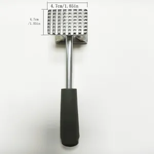 Aluminum alloy meat tenderizer hammer with textured spike face and ergonomic non-slip handle.