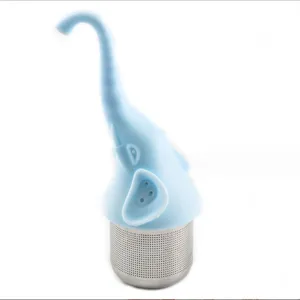 Blauwe olifant siliconen roestvrij staal thee zetter creatief keuken thee filter tool.