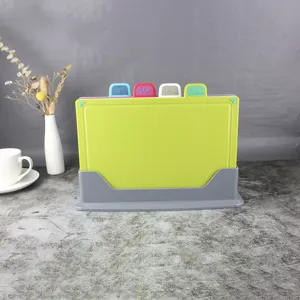 Plastic classification cutting board detail showing color-coded icons for safe food prep.