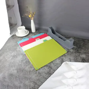 Plastic cutting board 4-piece set kitchen classification vegetable fruit chopping boards with stand