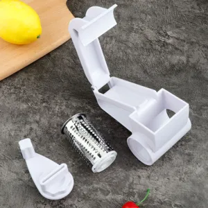 Manual Rotary Cheese Grater Multifunctional Kitchen Shredder Slicer With Stainless Steel Roller And Plastic Handle