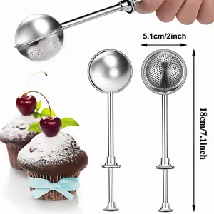 Stainless steel press tea infuser telescopic tea ball kitchen baking tool 5.1cm 18cm length