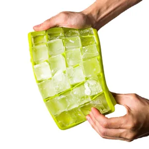 Silicone ice cube tray flexible mold green kitchen tool for homemade ice 24 grids easy release