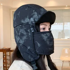 Cappello da aviatore invernale caldo con maschera facciale integrata antivento