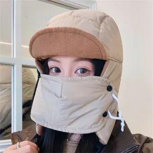 Cappello da aviatore termico invernale con maschera facciale integrata berretto antivento donna.