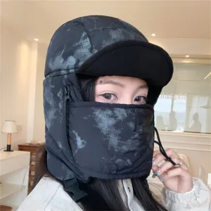 Cappello da aviatore invernale caldo con maschera facciale integrata per ciclismo all'aperto.