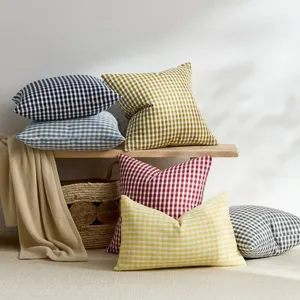 Federa per Cuscino a Quadri Classica Copricuscino Decorativo in Stoffa per Divano e Letto
