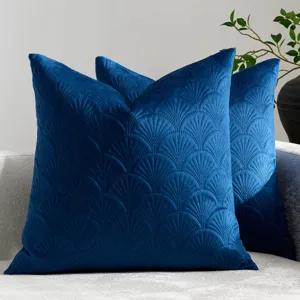 Nordic Velvet Pillow Cover Ginkgo Leaf Blue Cushion Case Decorative Sofa Bed Home Decor