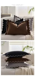 Fodera per cuscino decorativo in morbido velluto con bordo a balze elegante per il divano.