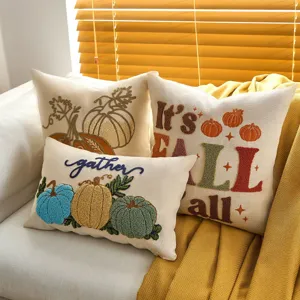 Autumn pumpkin throw pillow covers, Thanksgiving decorative cushion cases for sofa home decor.