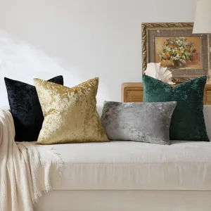 Nordic crushed velvet throw pillow cover set, soft decorative cushion case for sofa bedroom.