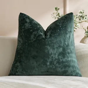 Dark green crushed velvet throw pillow cover luxury soft cushion case for home sofa bedroom decor
