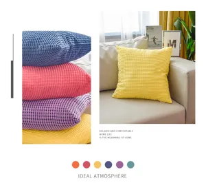 Nordic style corduroy throw pillow cover solid color modern sofa cushion home decor.