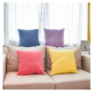 Modern corduroy throw pillow case, soft corn grain cushion cover for living room sofa.