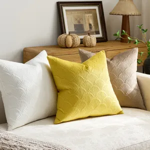 Nordic Style Ginkgo Leaf Embossed Velvet Throw Pillow Cover Decorative Cushion Cover For Living Room Sofa Home Decor