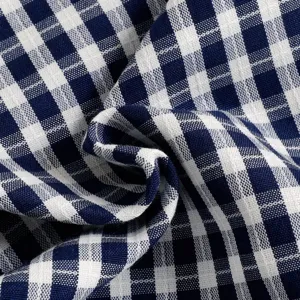 Dettaglio in tessuto a quadri blu e bianco primo piano texture per fodere per cuscini casa