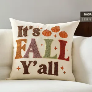 Autumn pumpkin throw pillow cover, Thanksgiving decorative cushion case for living room.