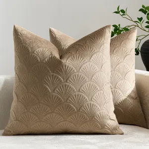 Nordic velvet throw pillow cover featuring elegant ginkgo leaf quilted pattern for living room decor.