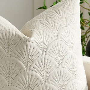 Nordic velvet throw pillow cover featuring elegant ginkgo leaf texture, ideal for sofa.