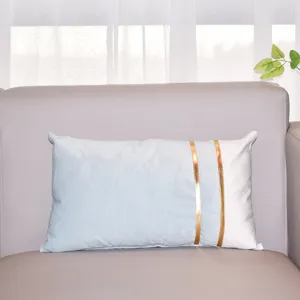 Velvet gold striped two-tone patchwork cushion cover modern sofa lumbar pillow cover soft decor home