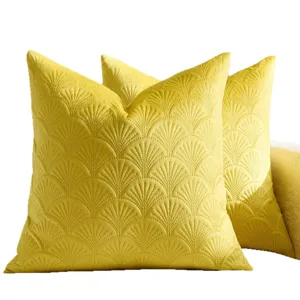 Nordic ginkgo leaf velvet sofa throw pillow cover yellow decorative cushion case for living room