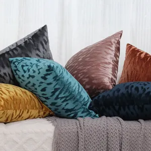Housse de coussin en velours motif vague style nordique minimaliste pour decoration