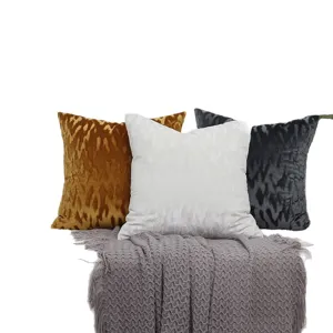 Housse de coussin en velours motif vague style nordique minimaliste avec couverture
