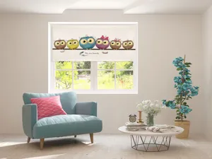 Niedliches Eulen-Muster Fenster Verdunkelungsvorhang Stoff, Wohnzimmer Szenen-Detail.