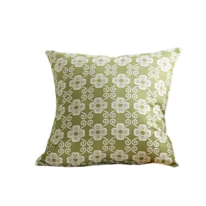 Green white clover jacquard throw pillow cover modern simple luxury sofa cushion soft
