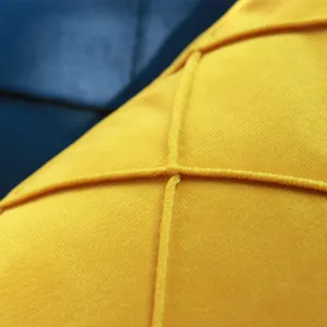 Yellow velvet throw pillow cover, Nordic diamond tufted cushion case for sofa bed.