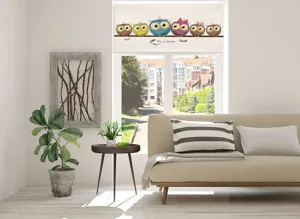 Süßer Vorhang mit Eulen Motiv für gemütliche Wohnzimmer und Fenster Dekoration.
