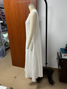 Women casual simple versatile sleeveless long dress spring summer fashion solid color white maxi dress