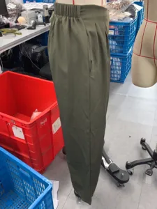 Women loose casual wide leg trousers green autumn winter solid color high waist suit pants