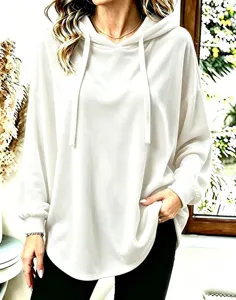 Women loose hooded drawstring sweatshirt casual long sleeve pullover top autumn fashion wear