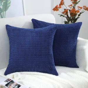 Corduroy throw pillow modern Nordic sofa cushion blue square decorative pillow case home decor