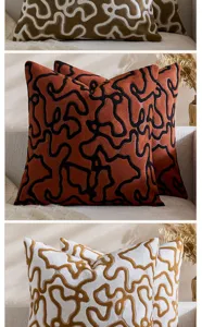 Hermosa funda de cojín de terciopelo de lujo con diseño abstracto para decoración.