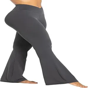 Dunkelgraue High-Waist Schlag-Yogahose Detail, schmale Passform Sport Fitness Leggings.