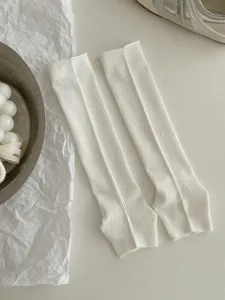 Spring summer thin solid color stirrup socks ballet style half palm leg warmers white soft