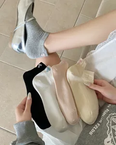 Cute bow short socks for spring and summer, Japanese style cotton breathable socks.