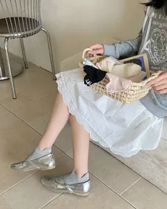 Cute Japanese style bow cotton short socks for women, breathable summer ankle socks, sweet.