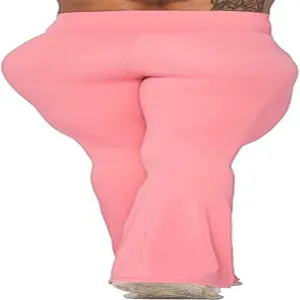 Damen Rosa Schlaghose Yoga Hosen Hohe Taille Slim Fit Fitness Sport Trainingshose Neu