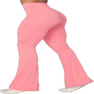 Damen hohe Taille rosa Schlag Yoga Hose schmale Passform Po Push Up Fitness Hosen.