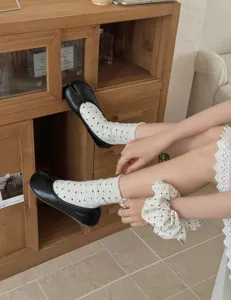 Women polka dot mid tube socks spring thin cotton split toe socks comfortable casual daily wear