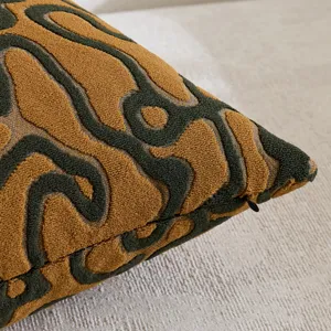Funda de cojín de terciopelo texturizado abstracto retro para sofá moderno decoración