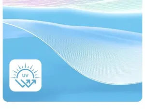 Detailansicht der atmungsaktiven, reißfesten Strumpfstoff-Textur mit UV-Schutz-Funktion.